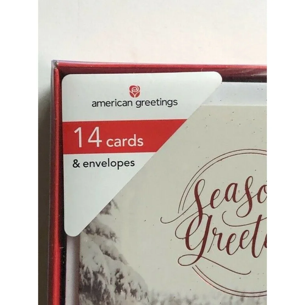 American Greetings Christmas Cards Red Farm Truck Boxed 14 Cards Envelopes 4x5